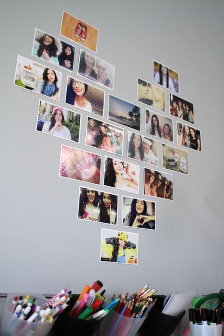 Deco-ideas para san Valentín: Un corazón de polaroids.