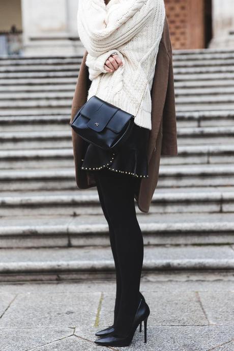 OLDIE BUT GOODIE Leather_Skirt-Maje_Sweater-Camel_Coat-Lionette_NY_Necklace-Outfit-Street_Style-Collage_Vintage-Topknot-14