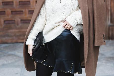 OLDIE BUT GOODIE Leather_Skirt-Maje_Sweater-Camel_Coat-Lionette_NY_Necklace-Outfit-Street_Style-Collage_Vintage-Topknot-50