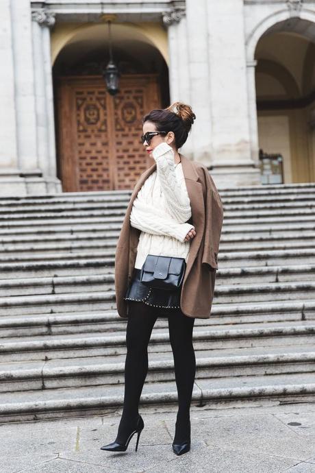 OLDIE BUT GOODIE Leather_Skirt-Maje_Sweater-Camel_Coat-Lionette_NY_Necklace-Outfit-Street_Style-Collage_Vintage-Topknot-4