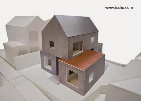Moderna casa japonesa compuesta de 4 volúmenes.