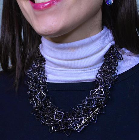 Collar Geométrico en Gris Plomo // Gunmetal Geometric Necklace