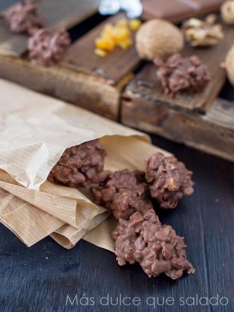 Rocas de chocolate con naranja confitada y nueces #Asaltablogs