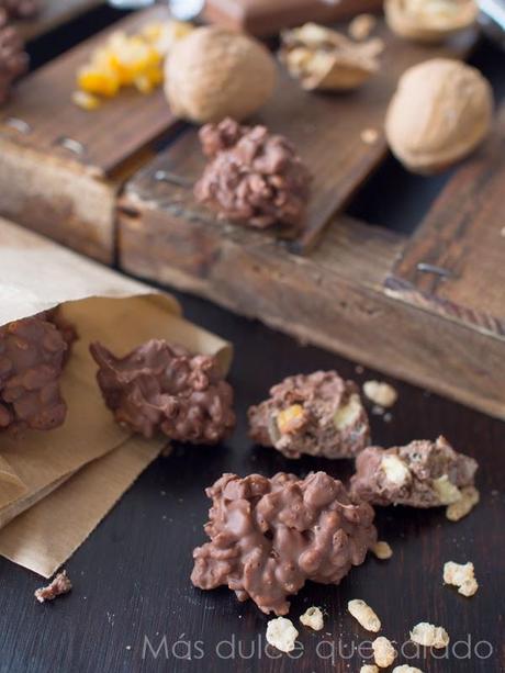 Rocas de chocolate con naranja confitada y nueces #Asaltablogs