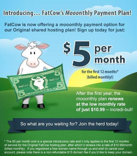 Plan mensual de Hosting de FatCow FatCow plan mensual de Hosting