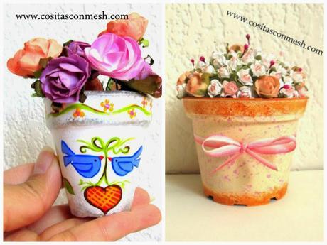 Macetas con latas recicladas y palitos Macetas con latas recicladas y palitos