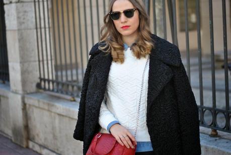 Denim shirt/Red Lips