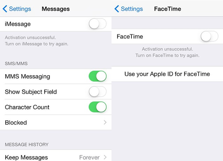 Desactiva FaceTime e iMessages