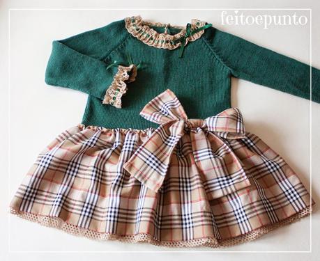 Vestido de talle bajo con cuerpo de punto, a cuadros!