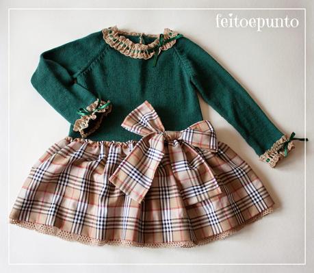 Vestido de talle bajo con cuerpo de punto, a cuadros!