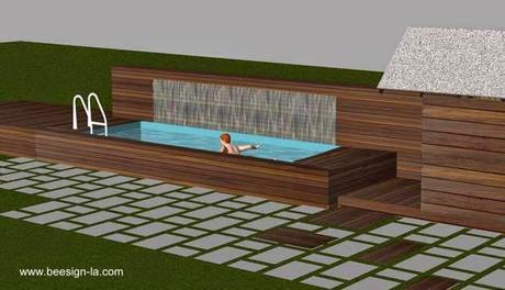 Piscina pequeña en un contenedor de residuos reciclado. Piscina pequeña en un contenedor de residuos reciclado.