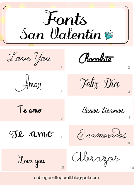 Tipos de letras para San Valentín