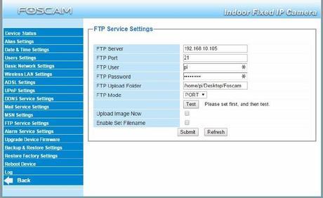 Configuración FTP Foscam
