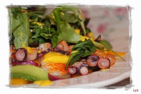 Ensalada de pulpo con vinagreta de mango... para el Asaltablogs