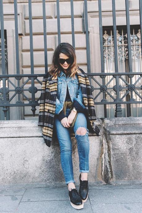 Plaid_Coat-Double_Denim-Luxenter_Jewelry-Outfit-Street_Style-Oxfords-Collage_Vintage-7