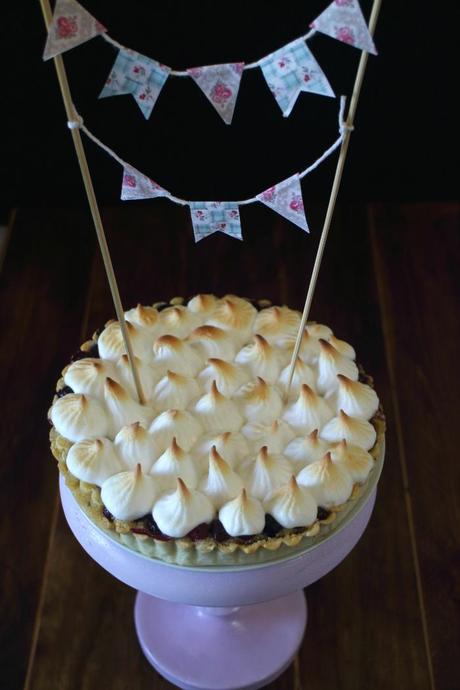 Tarta de arándanos, crema de almendras y merengue. ¡¡Sorteo 2º Aniversario de Cook the cake!!