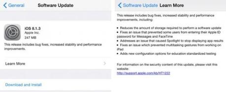 Apple lanza actualizaciones iOS 8.1.3 y OS X Yosemite 10.10.2