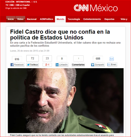 Fidel Castro, 10 portadas: furor por opinión sobre intercambio Cuba- EE.UU.