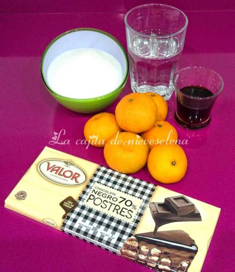 Mandarinas confitadas al Pedro Ximénez con chocolate