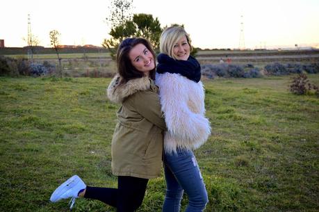 Fur coat and ripped jeans. A special shooting.