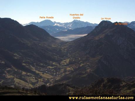 Area Buyera, picos Grandamiana y Plantón: Desde Canto la Cruz, vista de Peña Rueda, Huertos del Diablo y Forcada