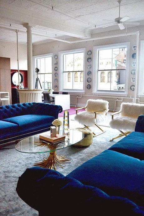 12 Blue Velvet Sofas