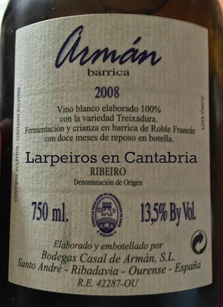 Vino Blanco Armán Barrica 2008: Oro líquido