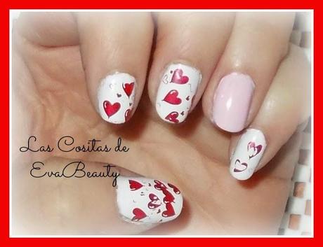 Mis manicuras (10) : Diseño San Valentín con corazones.