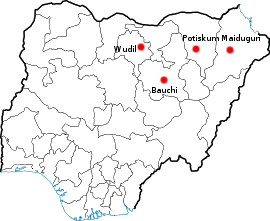 Location of the four cities in north eastern N...