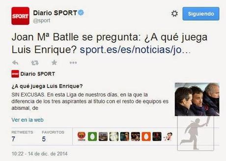 Lo que piensa y pensaba Joan Mª Batlle (Sport) de Luis Enrique