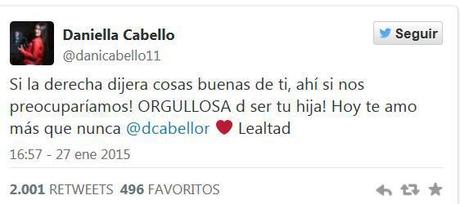 Daniela Cabello defiende a su papá: Si la derecha dijera cosas buenas de ti, nos preocuparíamos.