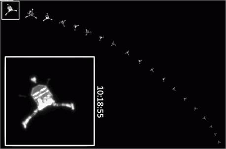 Secuencia de imágenes del descenso de Philae sobre el cometa 67/P