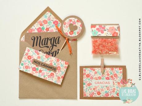 INVITACIONES DE BODA: KRAFT + PATTERN DE FLORES