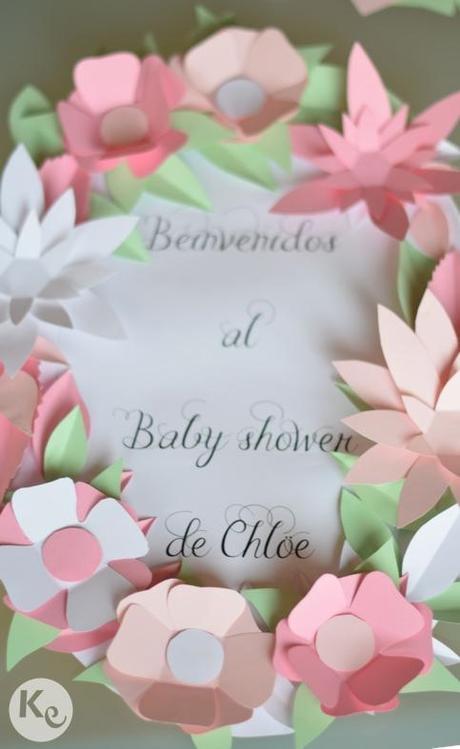 Paper flowers sign #baby #shower #craft