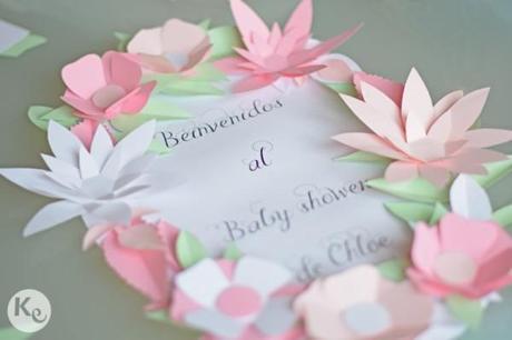 Paper flowers sign #baby #shower #craft
