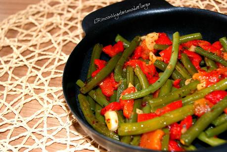 Judías verdes con pimiento rojo asado