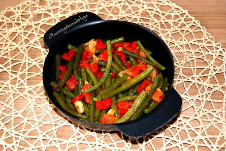 Judías verdes con pimiento rojo asado