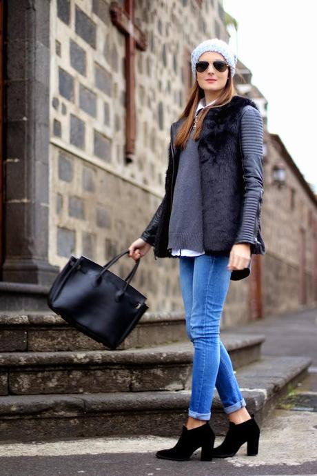 Black Faux Fur Vest