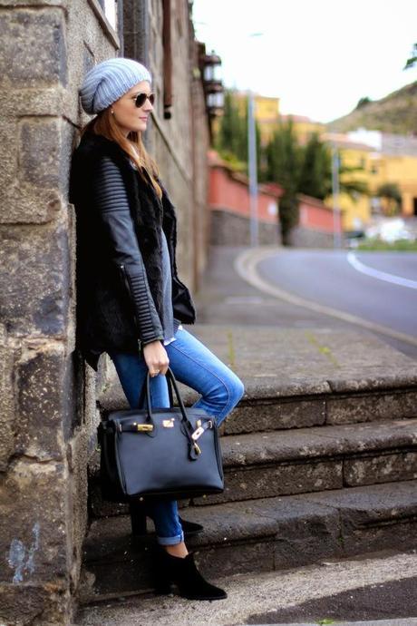 Black Faux Fur Vest