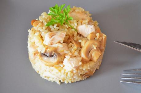 ARROZ INTEGRAL CON POLLO Y CHAMPIÑONES AL LIMON