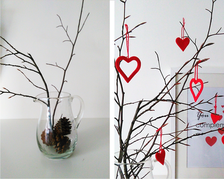 RAMAS SECAS DECORADAS PARA UN SAN VALENTIN LOWCOST