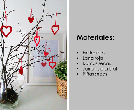 RAMAS SECAS DECORADAS PARA UN SAN VALENTIN LOWCOST