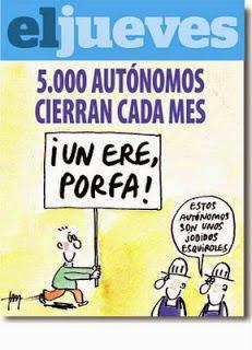 Portada de 'El Jueves' que explica que 5.000 autónomos españoles cierran cada mes.