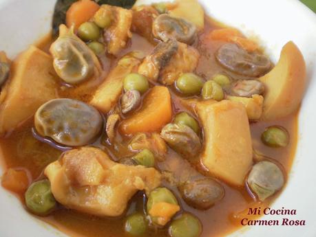 ESTOFADO DE JIBIA CON HABAS Y CHICHAROS (GUISANTES)