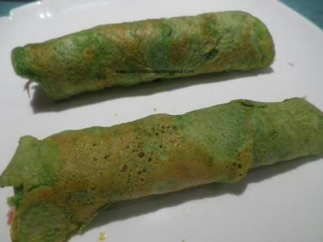 Rollitos de tortilla con espinacas