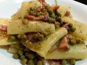 Paccheri guisantes bacon piselli pancetta