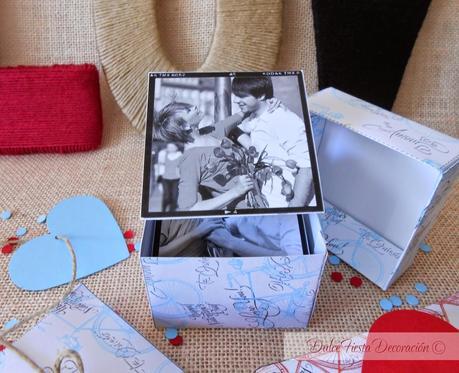 Cajas de regalo DIY y tiras de fotos para San Valentín