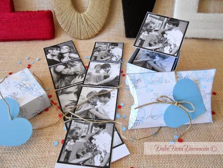 Cajas de regalo DIY y tiras de fotos para San Valentín