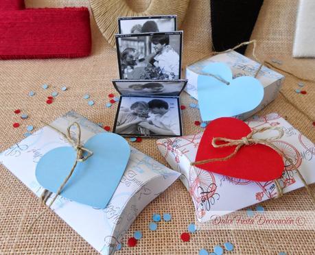 Cajas de regalo DIY y tiras de fotos para San Valentín