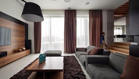 Casa Minimalista con Revestimientos de Nogal